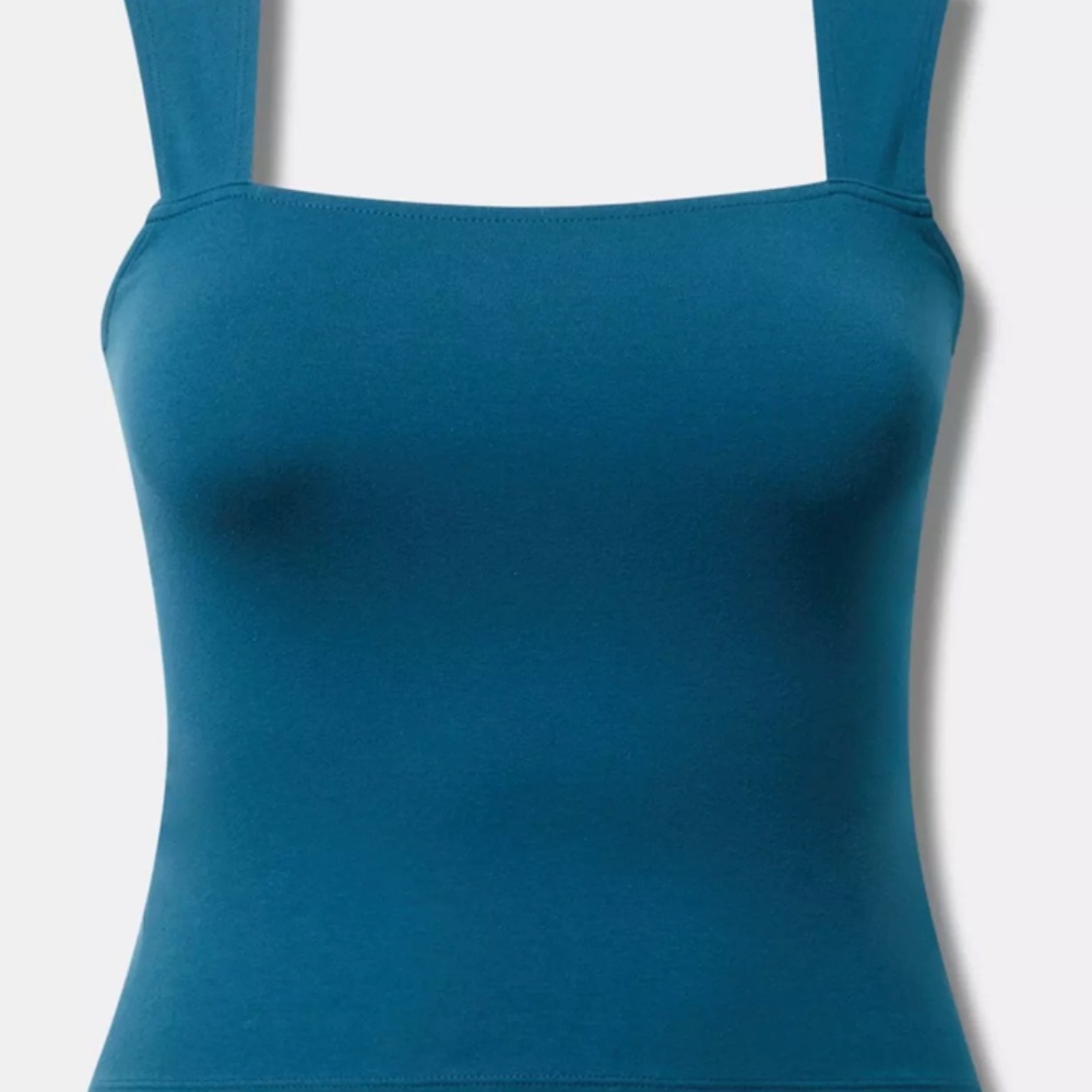 Foxy Square Neck Crop Tank -Legion Blue